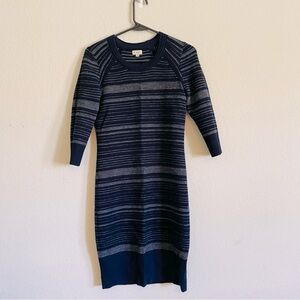 Cremieux navy fitted dress sz XS scoop neck wool blend thick fall winter stripe